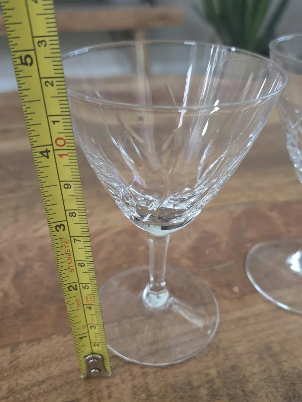 Vintage Cut Crystal Glasses Set of 2 Short Stem Claret Glasses 4.5